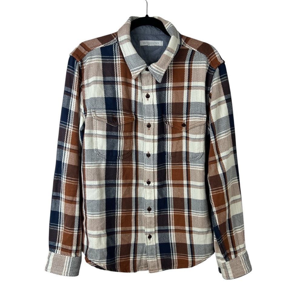 Outerknown Brown Plaid Blanket Shirt Jacket Organic Cotton
